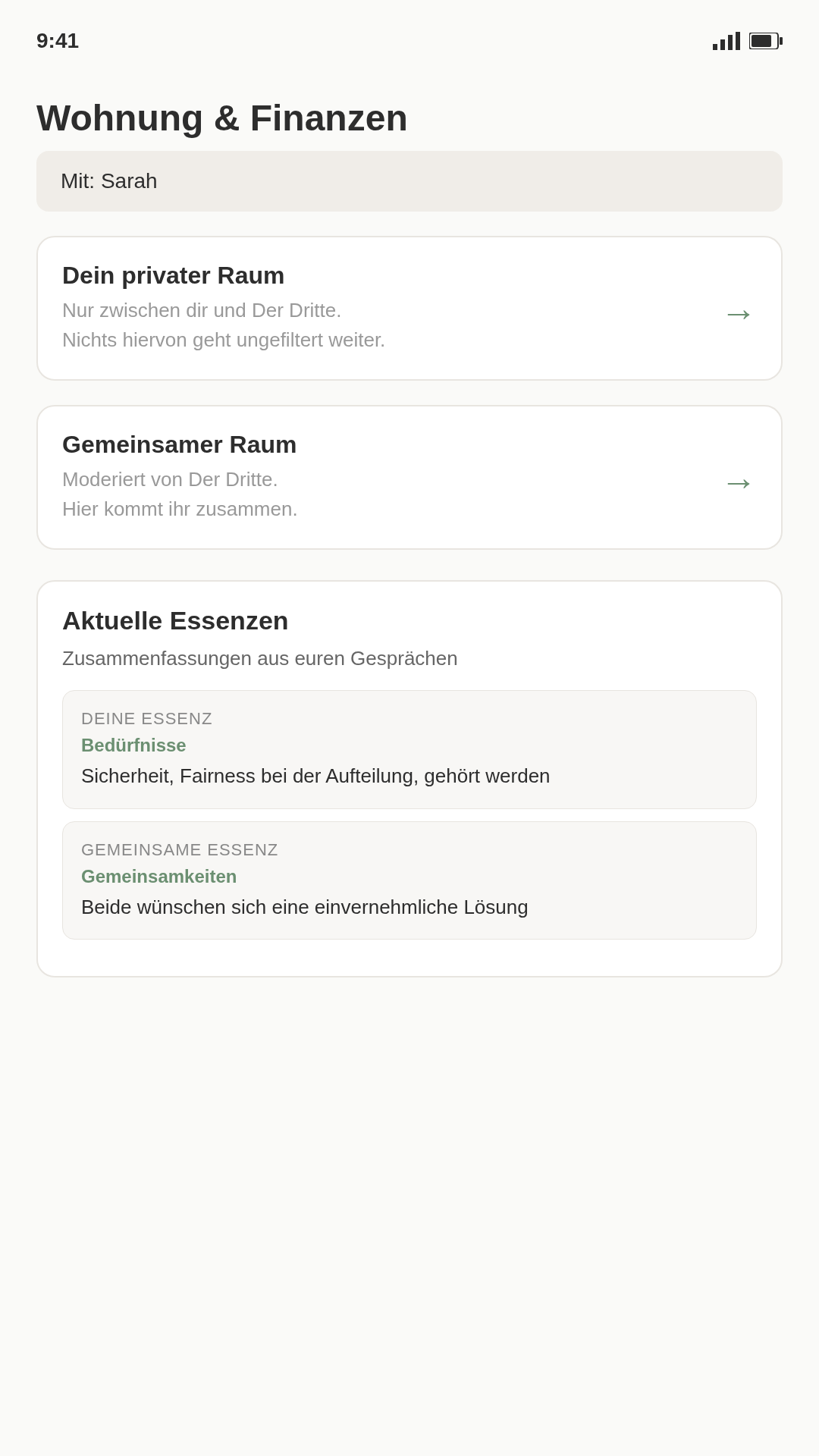 Der Dritte Raumübersicht mit privaten und gemeinsamen Räumen