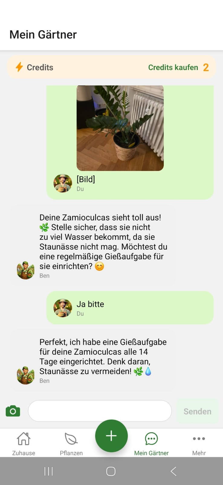 FloraScout Mein Gärtner Chat mit Pflegeempfehlung